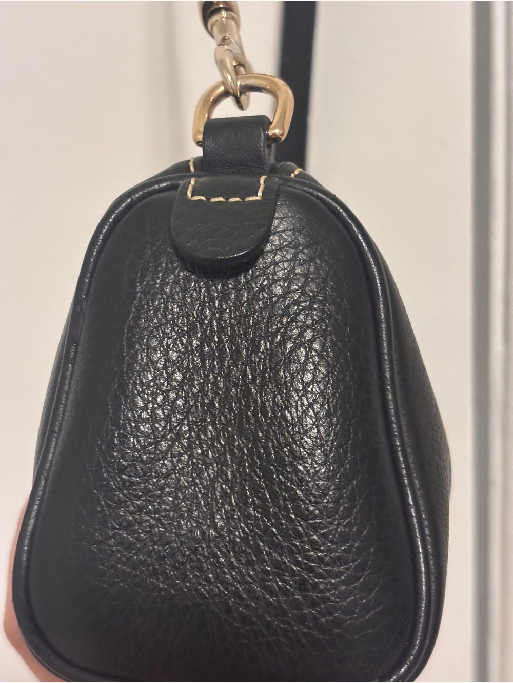 Dooney & Bourke Black Pebble Leather Mini Barrel Wristlet with Gold Hardware - Picture 4 of 11